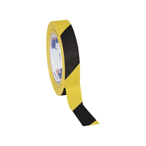 Tape Logic 1'' x 36 yds. Black/Yellow Tape Logic Striped Vinyl Safety Tape, 48PK BUY00016193 - main